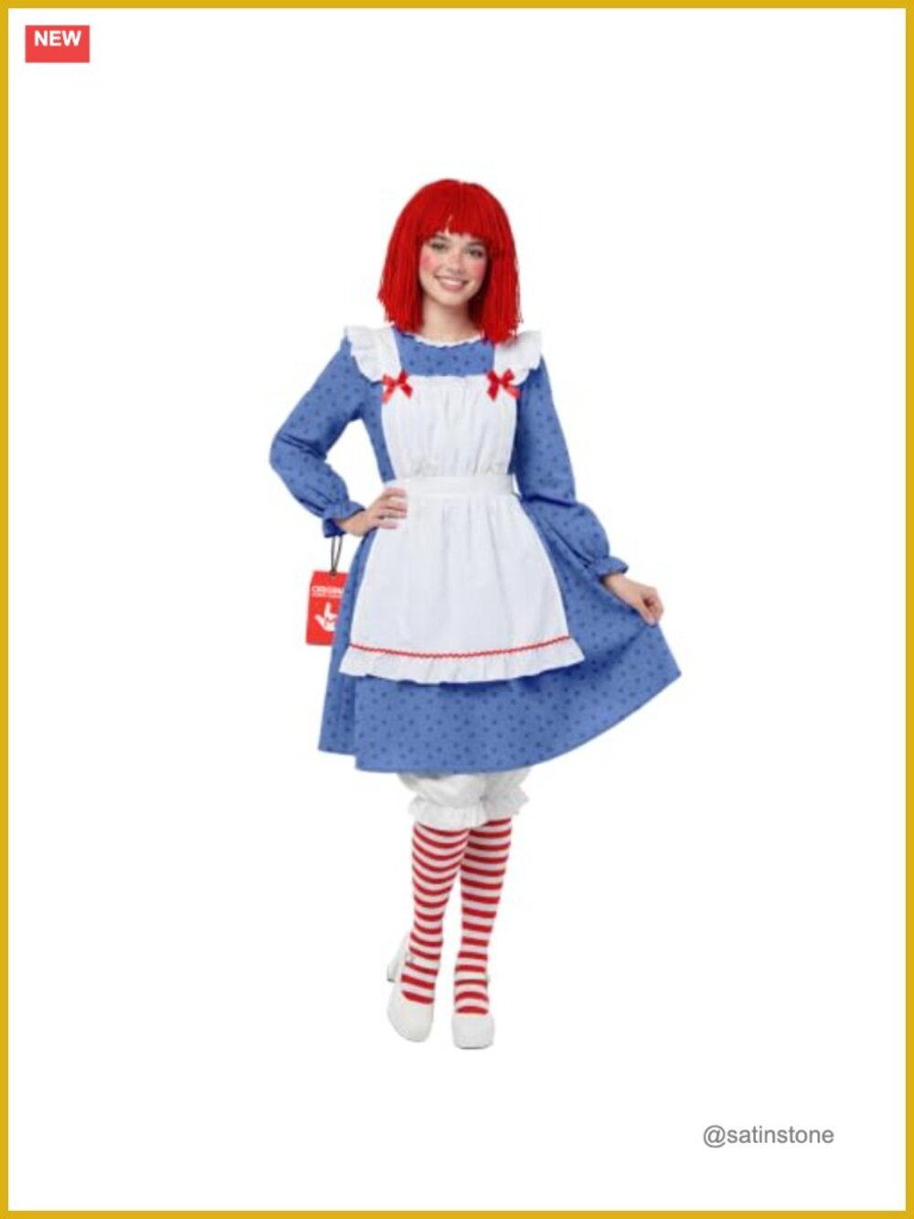 Rag Doll Costume Set Dress Apron Bloomers Wig Socks Halloween